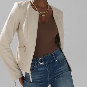 NWT Fitted 100% Lambskin Leather Jacket Biscotti Size L White House Black Market